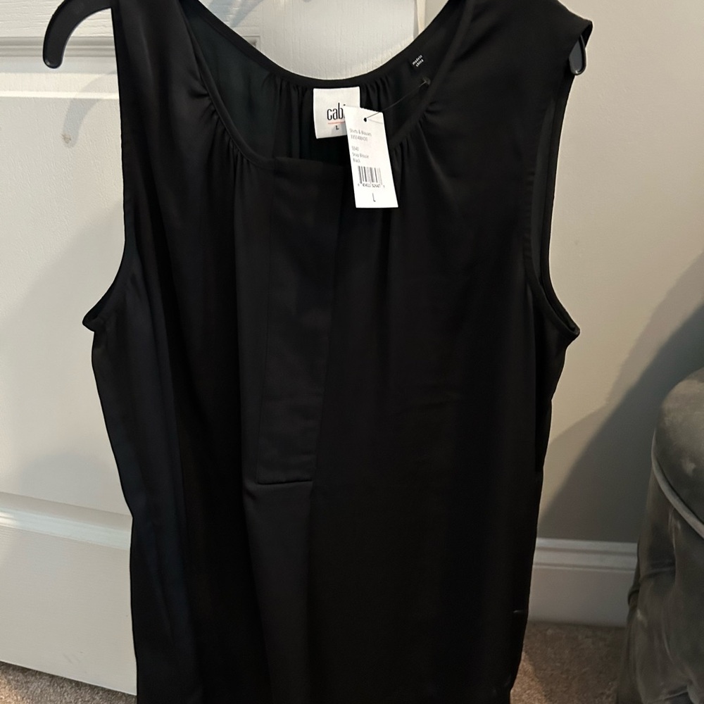 NWT New CAbi #5540 Snap Black Blouse Sz Large